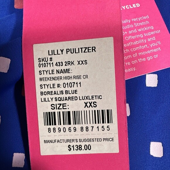 Lilly Pulitzer Weekender High Rise Leggings Borealis Blue Squared‎ Size XXS NWT - Picture 5 of 12